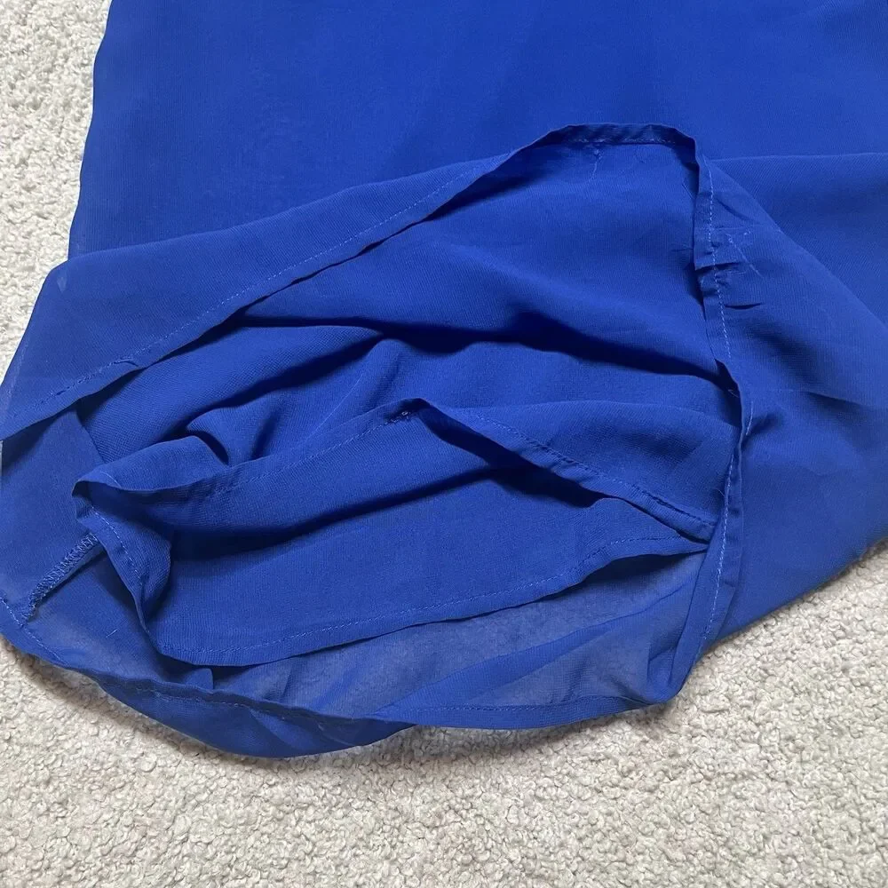 NWT Philosophy Royal Blue Silky Jumpsuit Womens Large Wide Leg Retro Formal Boho